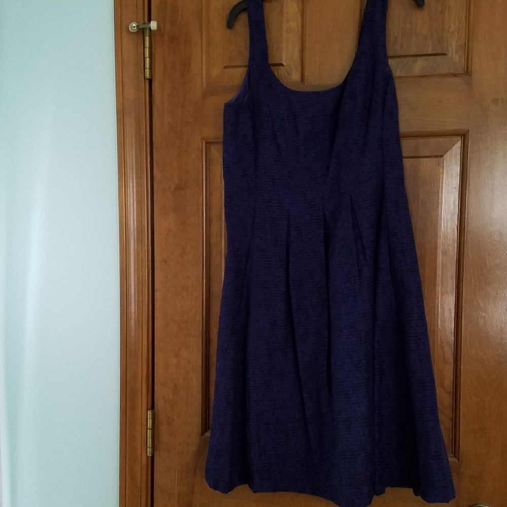 Nine West Purple and Black A Line Pleated Dress